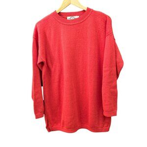 Vintage J Jill Women's Coral Crew Neck Pull Over Sweater Size Large Long Sleeve